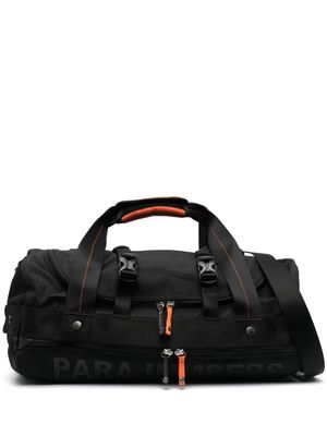 Parajumpers logo-patch leather luggage bag - Black