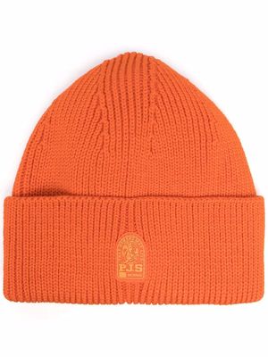 PARAJUMPERS logo-patch ribbed beanie - Orange
