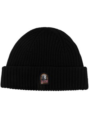 Parajumpers logo-patch ribbed-knit beanie - Black