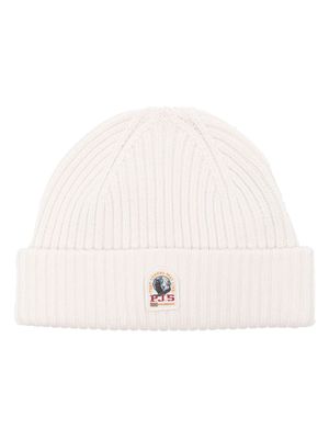 Parajumpers logo-patch ribbed-knit beanie - White