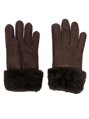 Parajumpers logo-patch shearling gloves - Brown