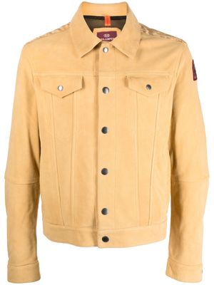 Parajumpers logo-patch suede shirt jacket - Yellow