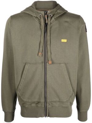 Parajumpers logo-patch zip-up hoodie - Green