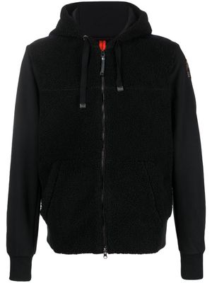 Parajumpers Moegi logo-patch panelled fleece hoodie - Black