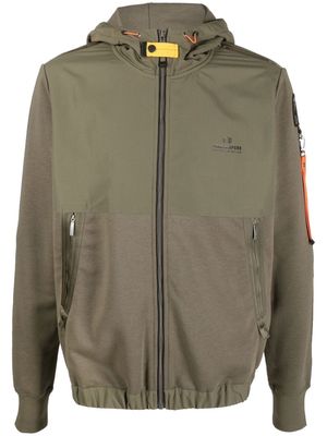 Parajumpers panel-detail zipped hoodie - Green