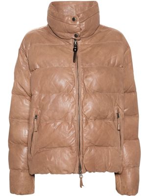 Parajumpers Pia leather puffer jacket - Brown