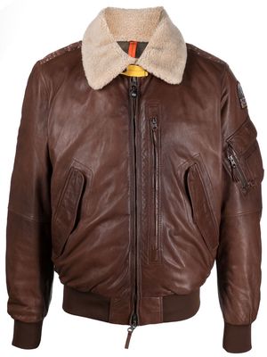 Parajumpers shearling-collar leather jacket - Brown