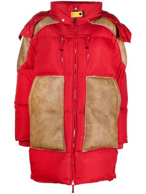 Parajumpers sheepskin-panelled down coat - Red