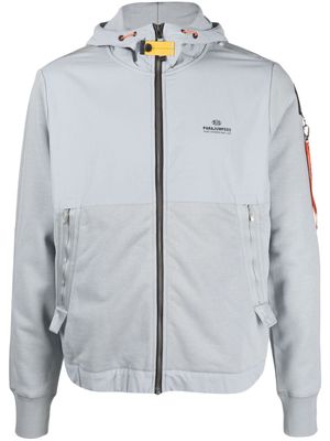 Parajumpers Trident logo-print zip-up hoodie - Grey