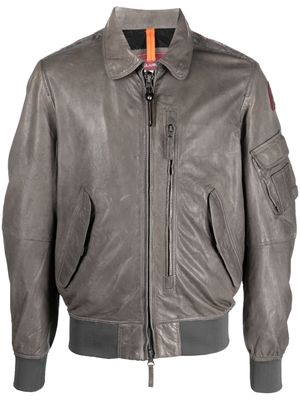 Parajumpers zip-up leather bomber jacket - Grey