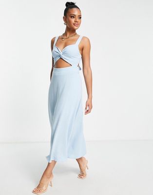 Parallel Lines cut out maxi dress in blue
