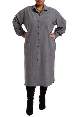 Pari Passu Tammy Long Sleeve High-Low Shirtdress in Gray
