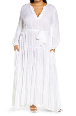 Pari Passu Tiered Long Sleeve Dress in Egret