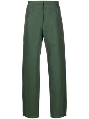 Paria Farzaneh contrast-stitching cotton trousers - Green