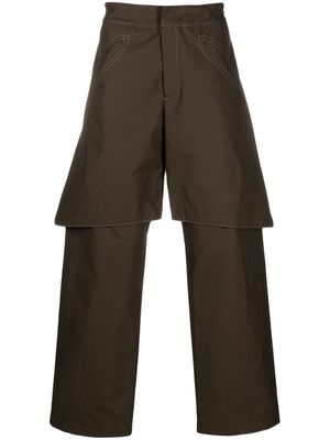 Paria Farzaneh layered straight-leg cotton trousers - Brown
