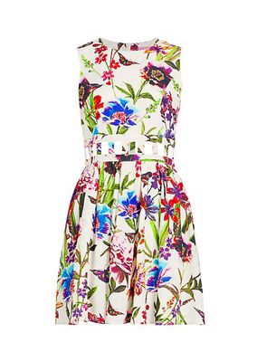 Paris Floral Linen-Blend Cut-Out Minidress