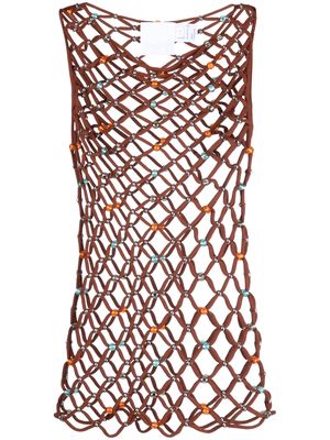 Paris Georgia beaded macramé vest top - Brown