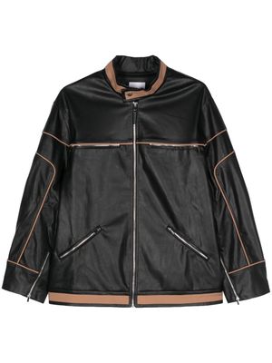 Paris Georgia contrasting-trim biker jacket - Black