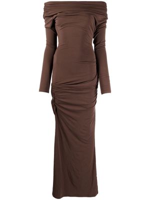 Paris Georgia long-sleeve draped maxi dress - Brown