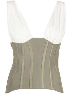Paris Georgia plunge-neck corset top - White