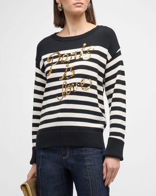 Paris Is Love Sequin French Terry Sweatshirt