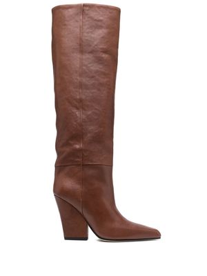 Paris Texas 105mm pointed-toe leather boots - Brown