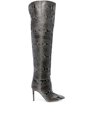 Paris Texas 90mm snakeskin-effect leather boots - Grey