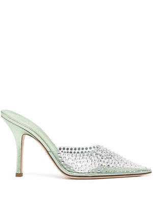 Paris Texas 95mm crystal-embellished mules - Green