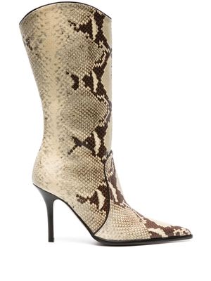Paris Texas Ashley 95mm snakeskin-effect boots - Yellow