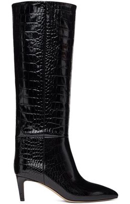PARIS TEXAS Black Croc Tall Boots