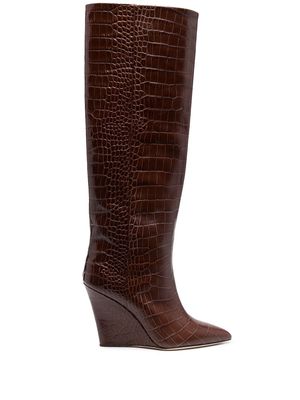 Paris Texas croco-embossed 95mm boots - Brown
