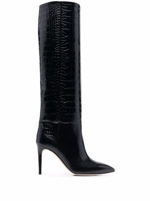 Paris Texas croco-embossed boots - Black