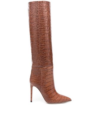 Paris Texas crocodile-embossed leather boots - Brown