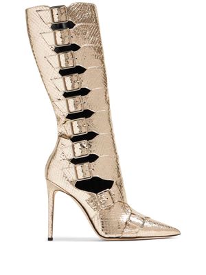 Paris Texas cut-out snakeskin-effect boots - Gold