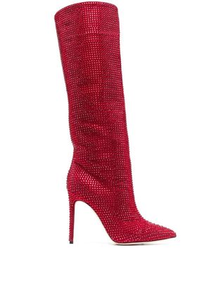 Paris Texas embellished Holly stiletto boots - Red