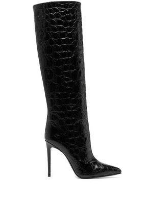 Paris Texas embossed crocodile-effect leather boots - Black