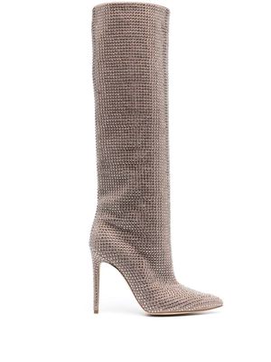 Paris Texas Holly crystal-embellished 105mm boots - Neutrals