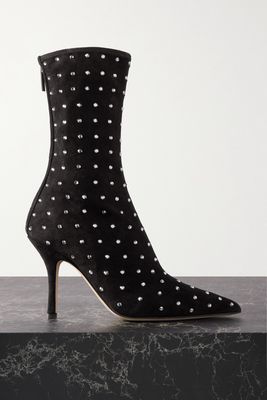 Paris Texas - Holly Mama Crystal-embellished Suede Ankle Boots - Black