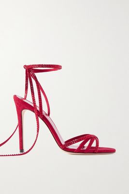 Paris Texas - Holly Nicole Crystal-embellished Suede Sandals - Red