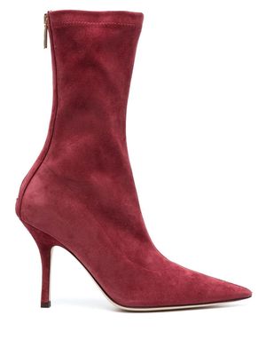 Paris Texas pointed suede ankle boots - Red