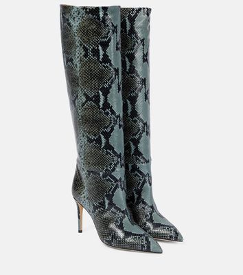 Paris Texas Python-printed leather knee-high boots