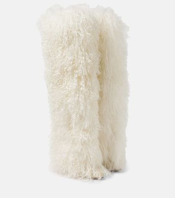 Paris Texas Shearling over-the-knee boots