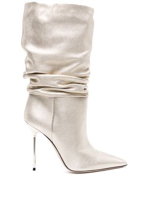 Paris Texas Slouchy metallic leather boots - Gold