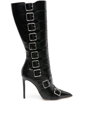 Paris Texas Tyra 100mm buckled leather boots - Black