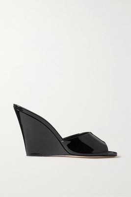 Paris Texas - Wanda Patent-leather Wedge Mules - Black