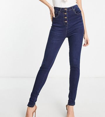Parisian Tall button up skinny jeans in indigo-Blue