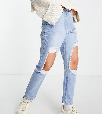 Parisian Tall extreme rip jeans in light blue
