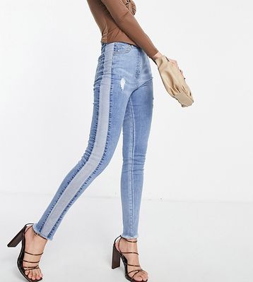 Parisian Tall skinny jeans with panel detail in mid wash blue