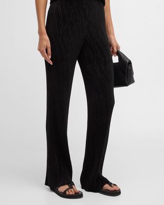 Parkside Pleated High-Rise Satin Pants