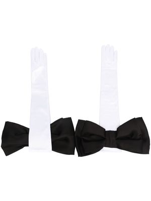 Parlor bow detail long gloves - White